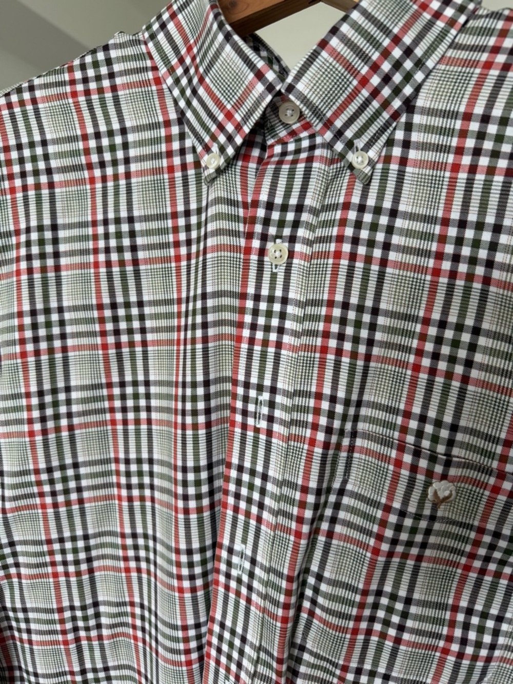 Cotton Brothers buttondown - L - Burnt Orange and Green